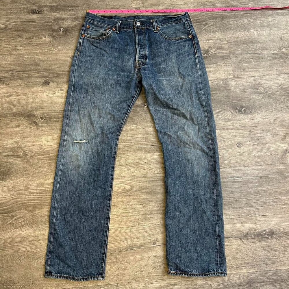 Levis 501 Denim Jeans Men's Size 34x32 Blue Regular Straight Leg Button Fly Y2K